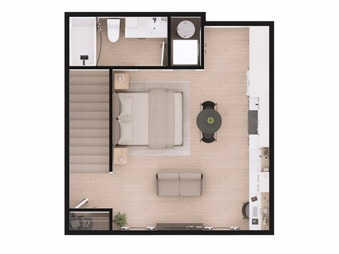 Floor plan for 1 bed, 1 bath, 443 sqft
